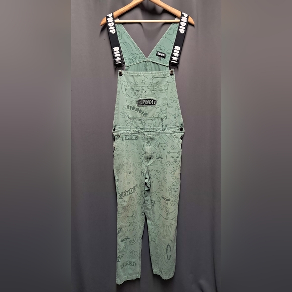 Rip N Dip Scribble Print Overalls Size 32 - Picture 3 of 7